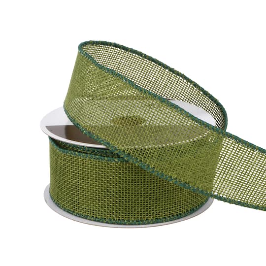 1.5" x 10yd. Green Wired Faux Burlap Ribbon by Celebrate It®